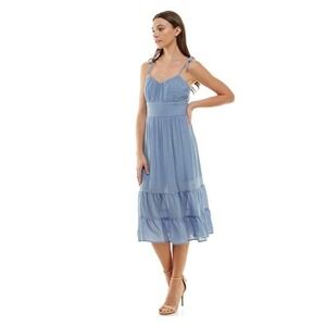 Lily Rose Periwinkle Blue Textured Dress Size Small Sundress Lined Tiered‎ Airy